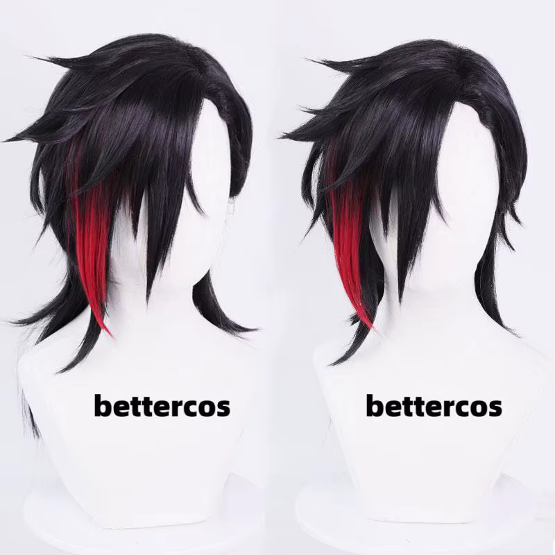 Jeu Arcane saison 2 Vi Jinx Cosplay perruque Vi cheveux noirs et rouges pour femmes hommes Halloween
