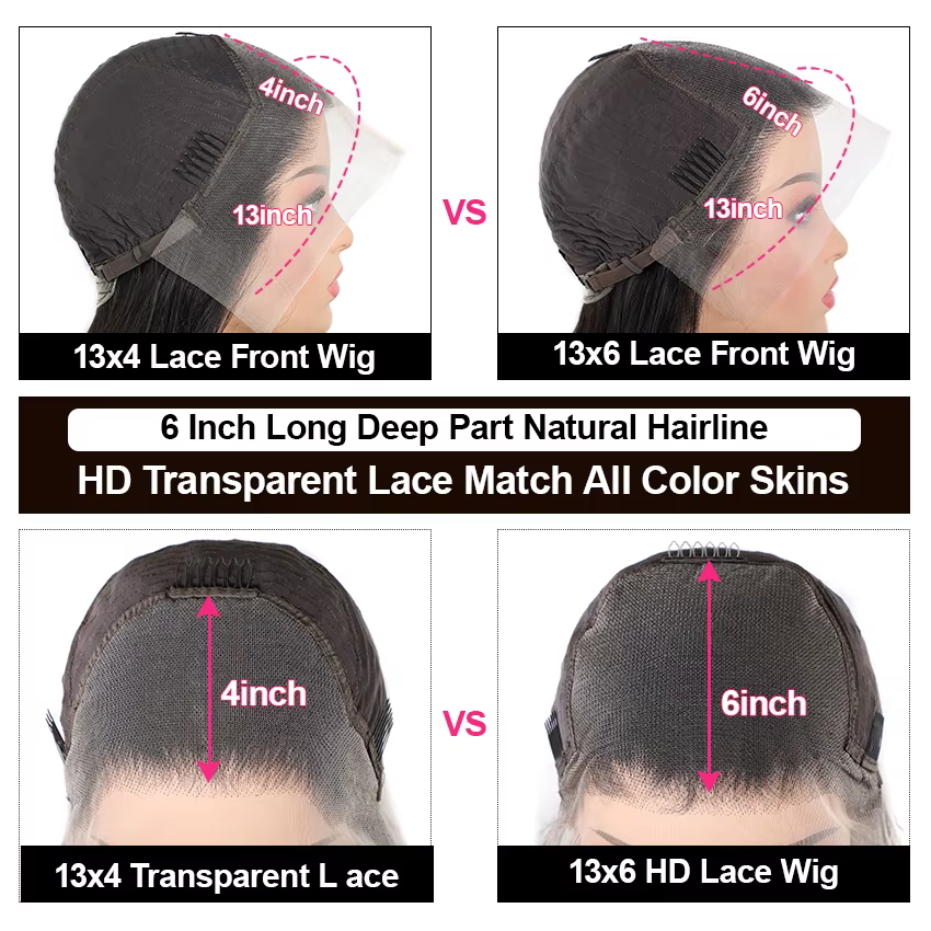 Perruque Lace Front Wig naturelle lisse, cheveux lisses, Transparent HD, 13x6, 13x4, couleur noire n