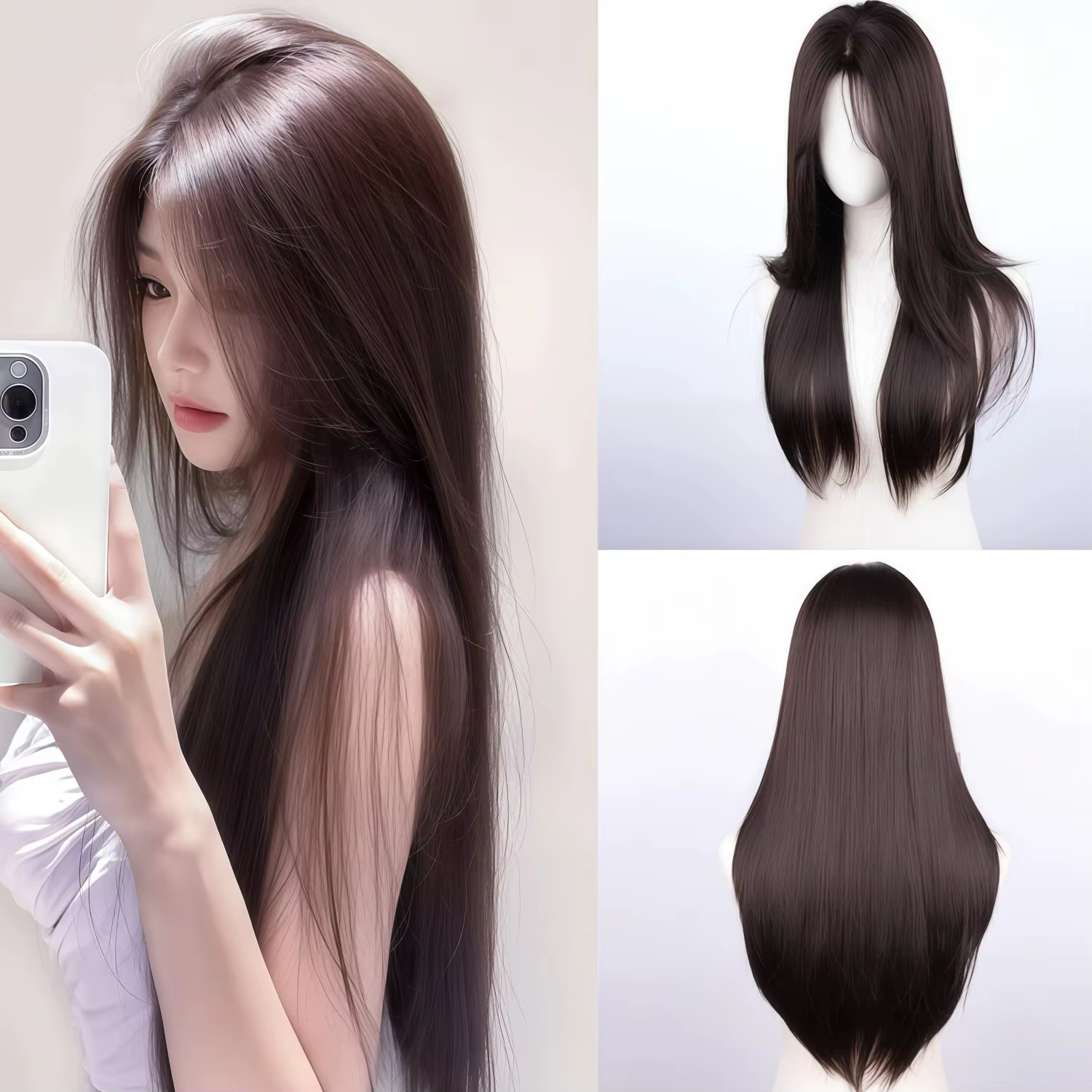 Perruque synthétique lisse noire naturelle de 28 pouces, adaptée aux femmes pour le carnaval, St. Jo