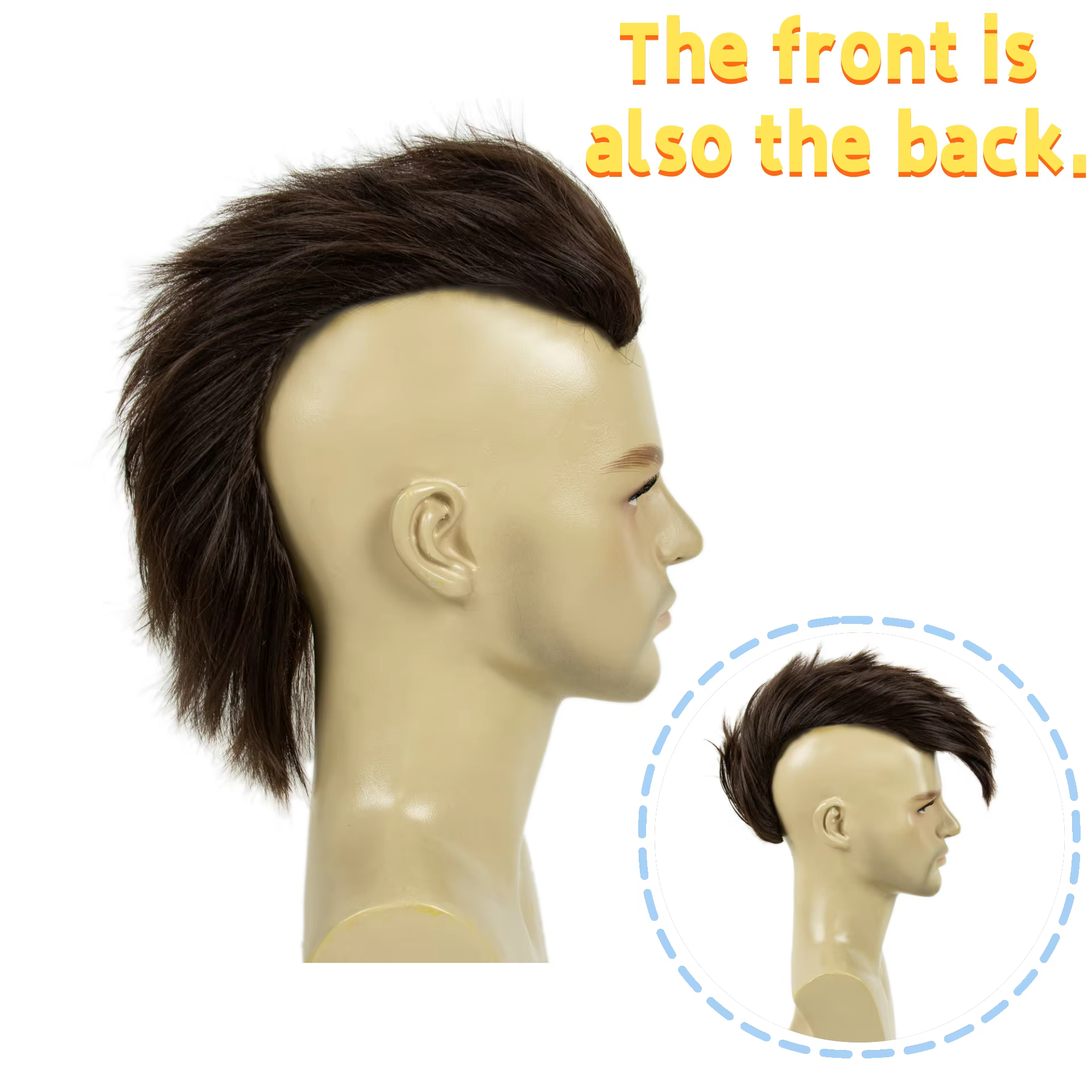Perruque Mohawk brune REEWES pour adultes, cheveux courts, postiches pour hommes, fibres synthétique