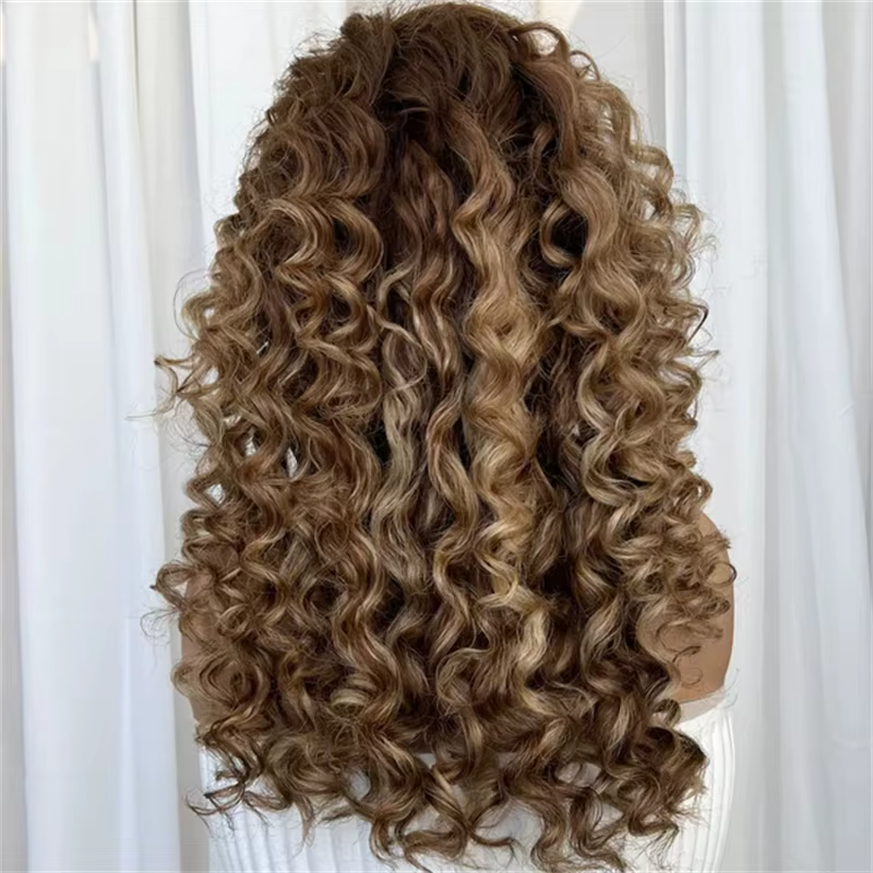 Perruque Lace Front Wig synthétique bouclée et profonde pour femmes, perruque Lace Wig sans colle ma