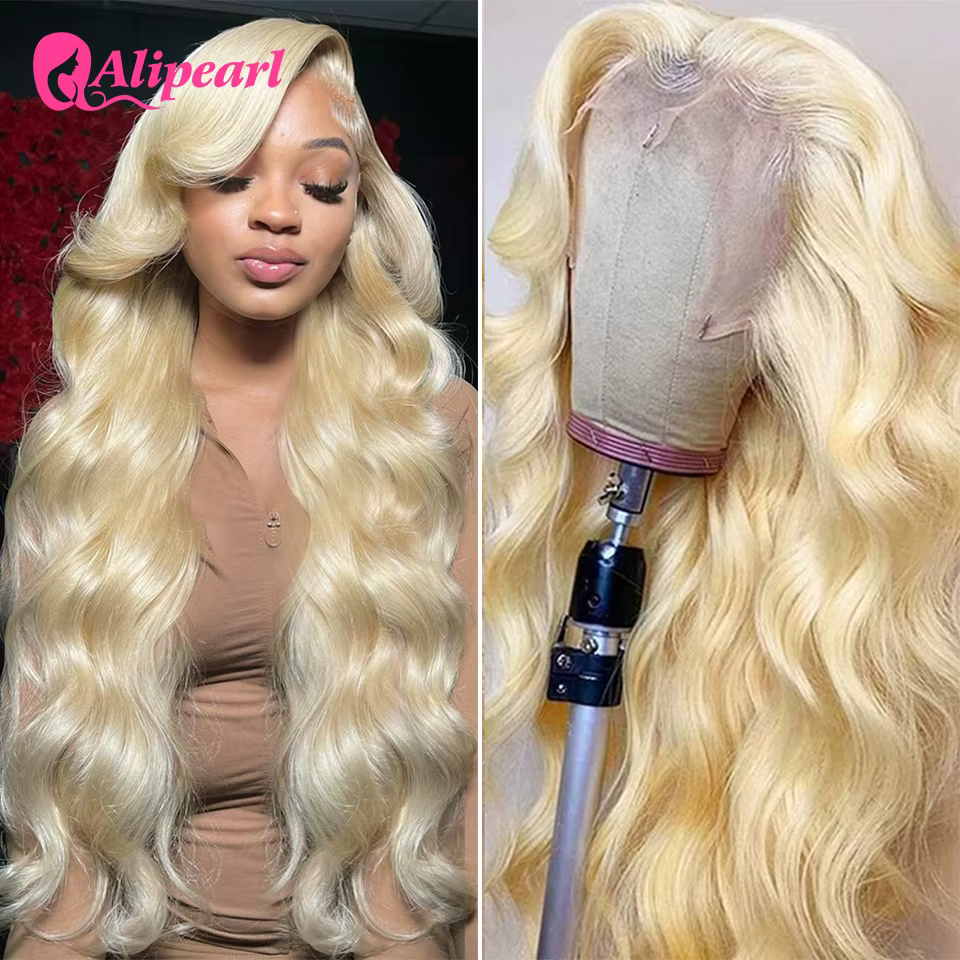 AliPearl Perruque Lace Closure 5x5 Blonde 613 Body Wave en Cheveux Humains Péruviens, Perruque Lace 