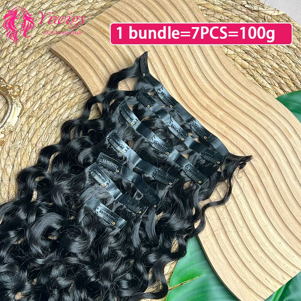Yiwigs-Extensions de cheveux bouclés à clipser sans couture, trame en PU, ensembles de tête complets