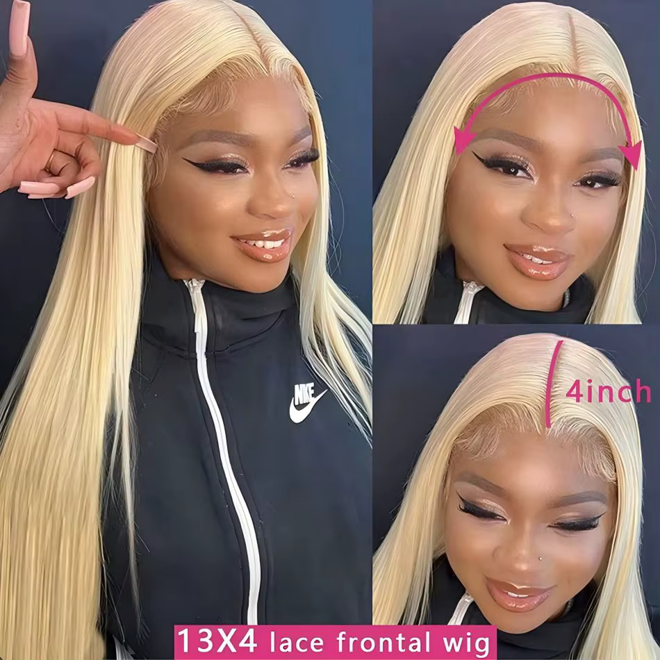 250% densité HD Transparent 613 Blonde droite 13x6 dentelle avant perruques de cheveux humains pour 