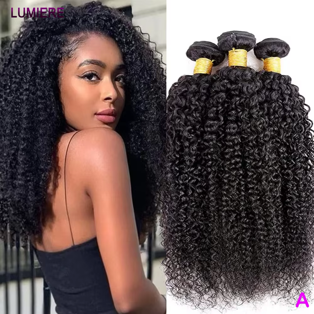 8-30 "Mongolien 100% Vierge Brut Afro Crépus Bouclés Cheveux Humains Bundles Deal Tissage 3/4 Bundle