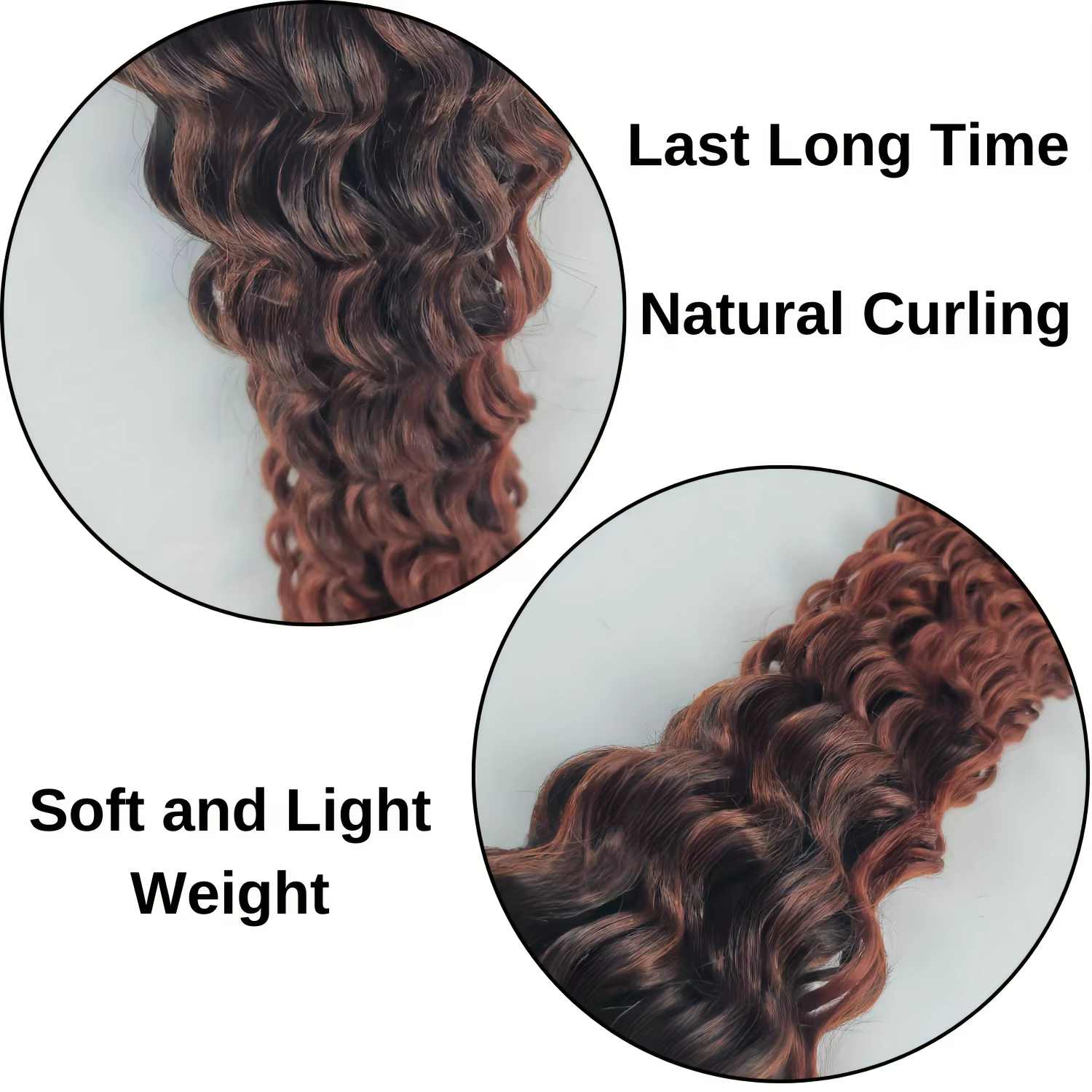 6 tresses Boho 24" |   Marron ombré |   Synthétique pré-étiré |   Longues ondulées, brillantes |   V