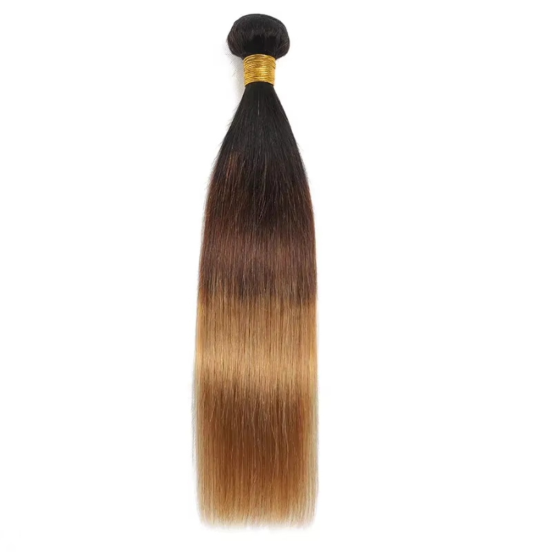 Mèches Brésiliennes Naturelles Vierges Ombrées, Tissage Lisse, Double Trame, Extension Capillaire, 1