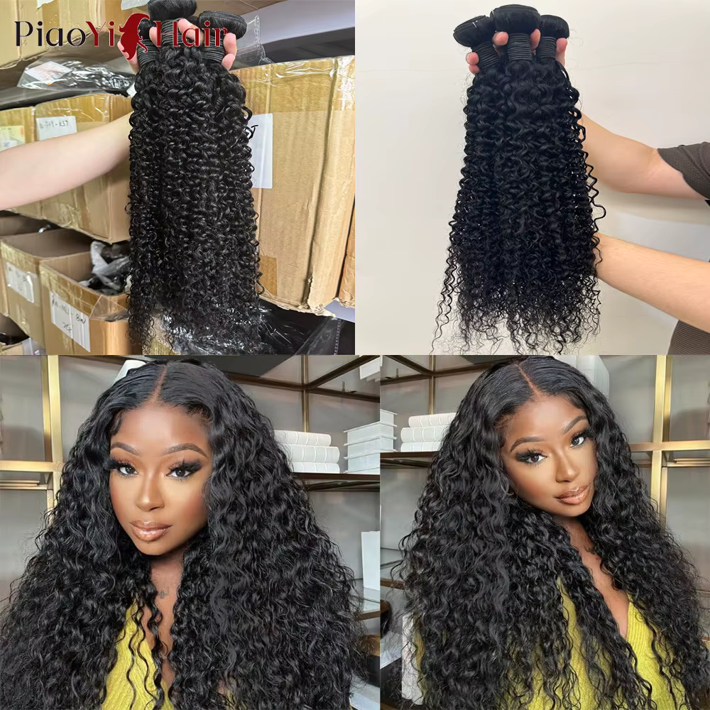 Paquets de cheveux humains bouclés birmans 12A avec fermeture paquets de cheveux humains 100% bruts