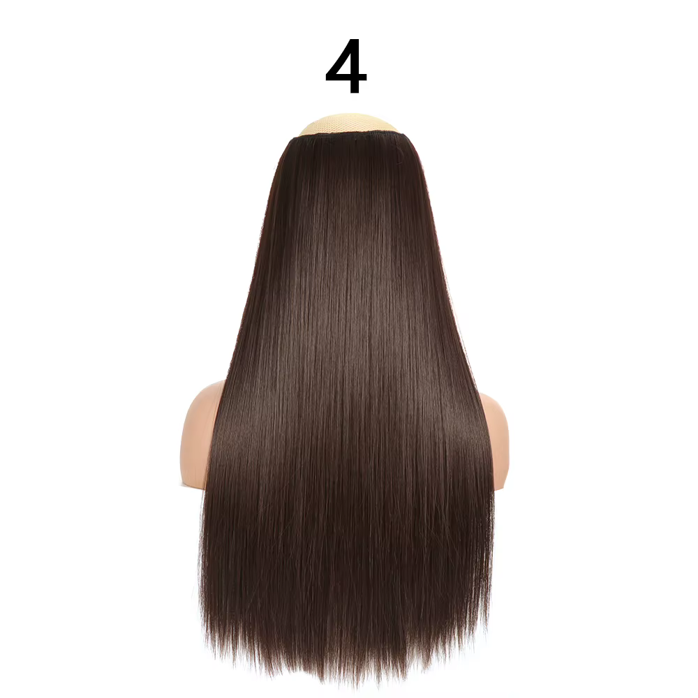 Extensions de cheveux synthétiques de 24 pouces, une seule pièce, 5 clips, coiffure longue et droite