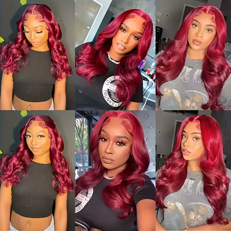 250 densité 99J bordeaux 13x6 dentelle frontale perruques de cheveux humains couleur brésilienne 30