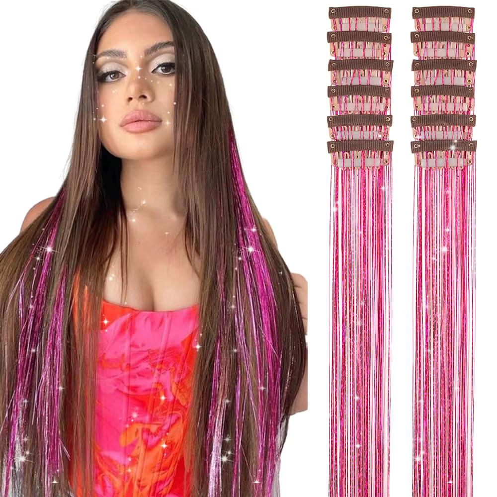 Extensions capillaires synthétiques brillantes pour femmes, 6 pièces, 50cm, Extensions capillaires p
