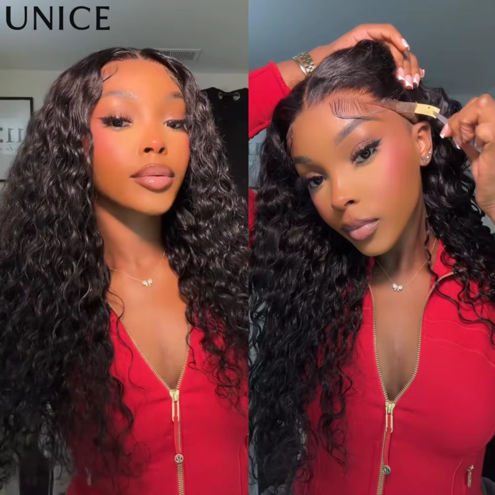 Perruque UNice Pre Everything 7x5 & 13x4 Lace Frontal Water Wave avec cordon de serrage, densité 180