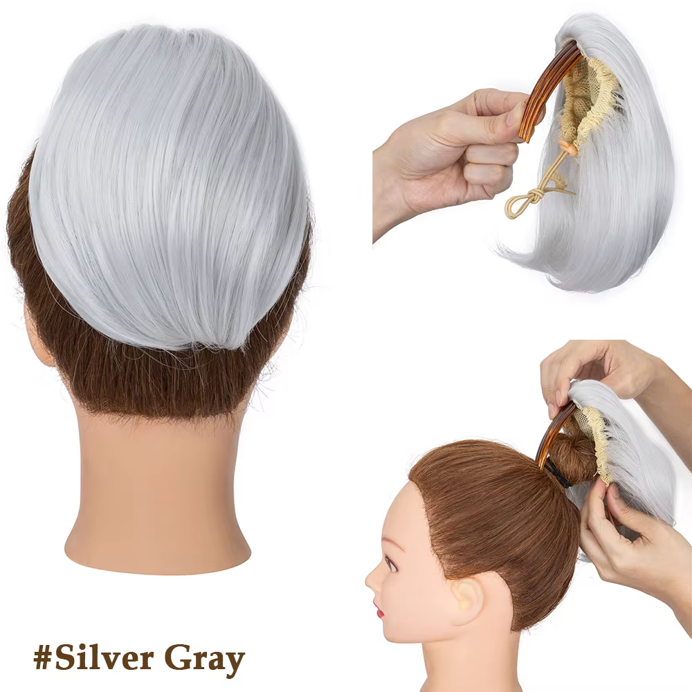 Postiche chignon queue de cheval entièrement court, chignon avec peigne, clip Updo proximité wstring