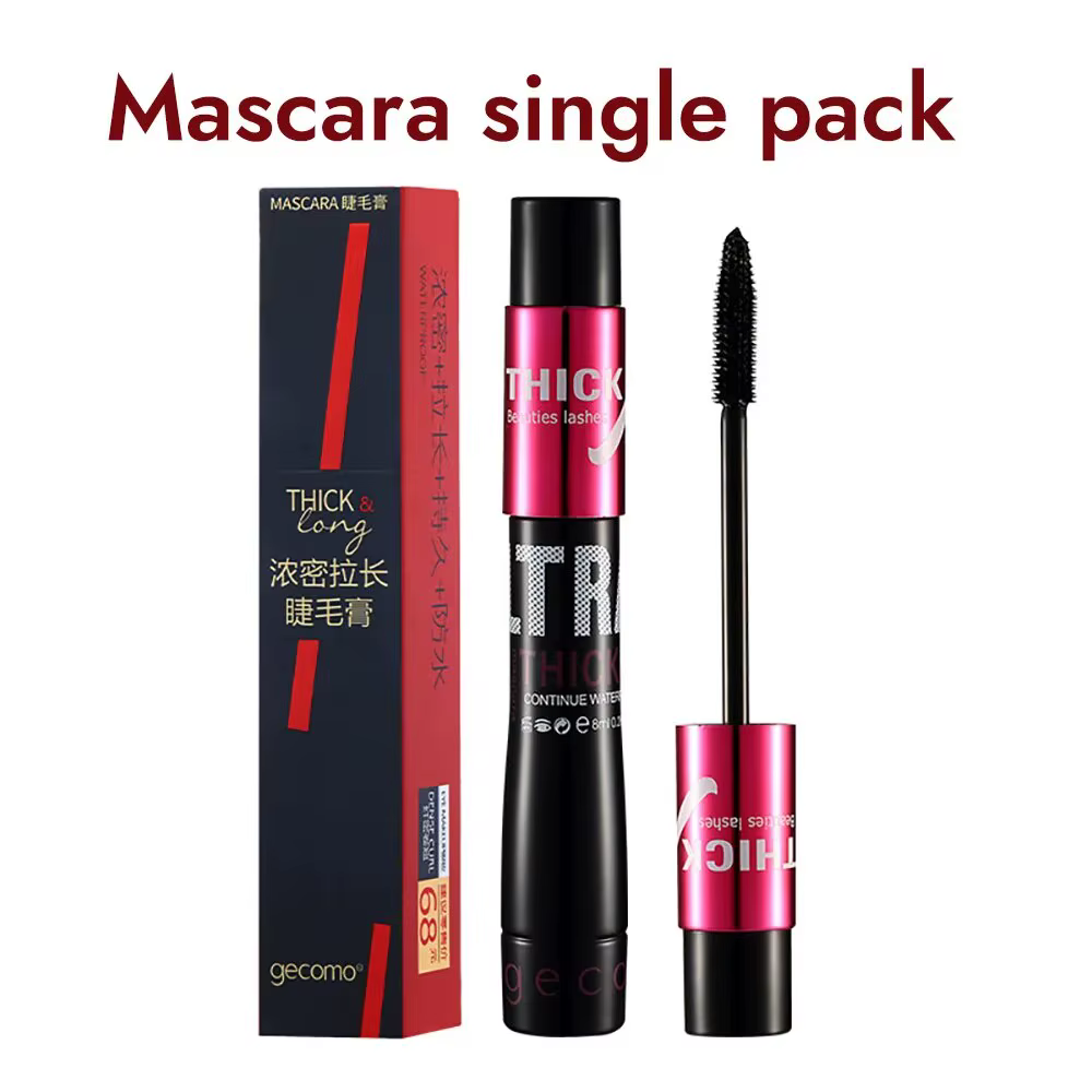 Ensemble de mascara en fibre avec double tubes, imperméable et longue durée, crée de longs cils natu