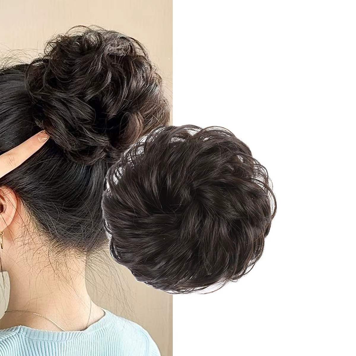 1 pièce postiche chignon en soie artificielle, anneau de cheveux pour créer une coiffure chignon, ac