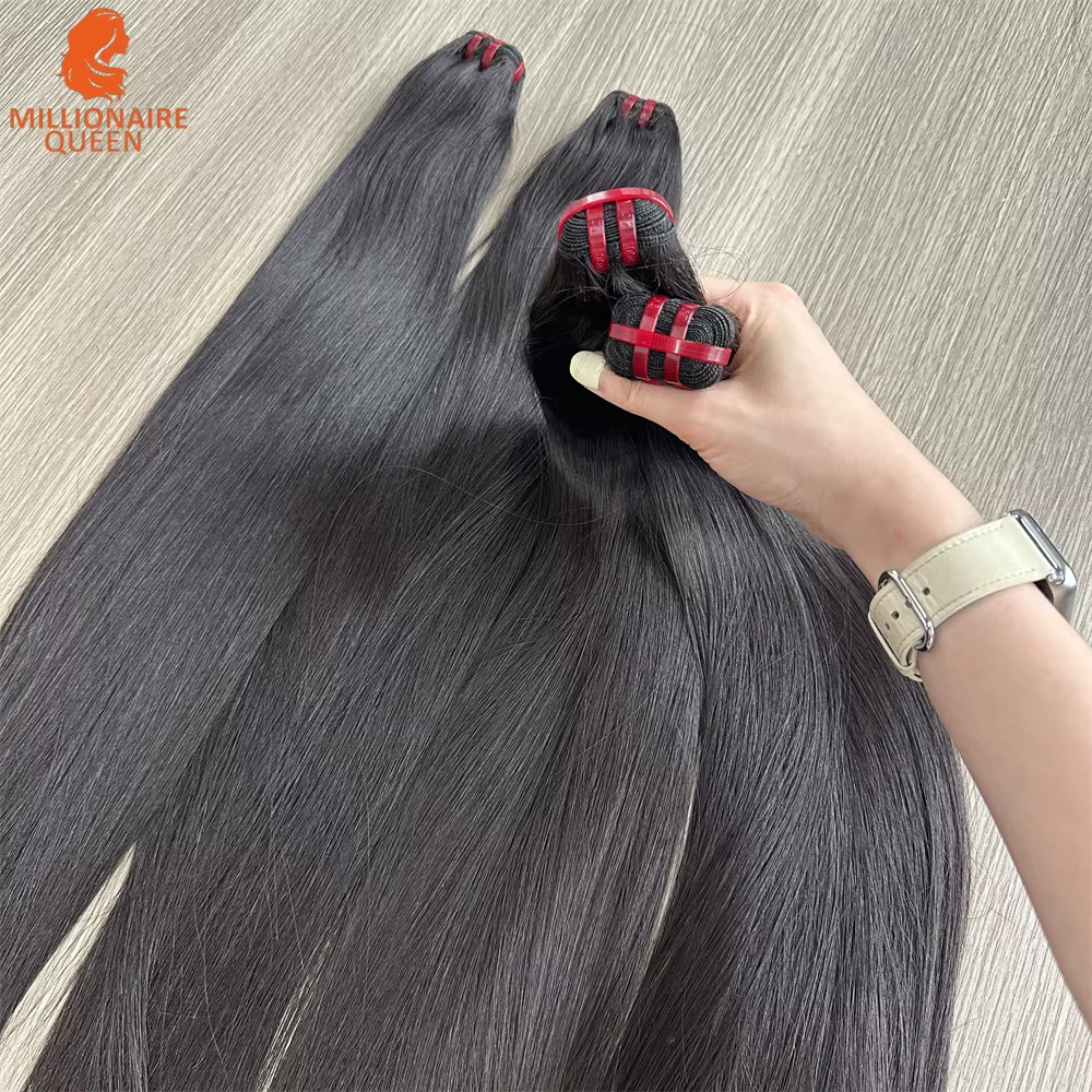 20A Super Double dessiné vierge droite tissage paquets cheveux humains crus vietnamien non transform