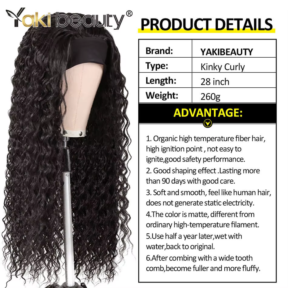 Perruques synthétiques longues et crépues bouclées, 28 pouces, bandeau de glace pour femmes noires, 
