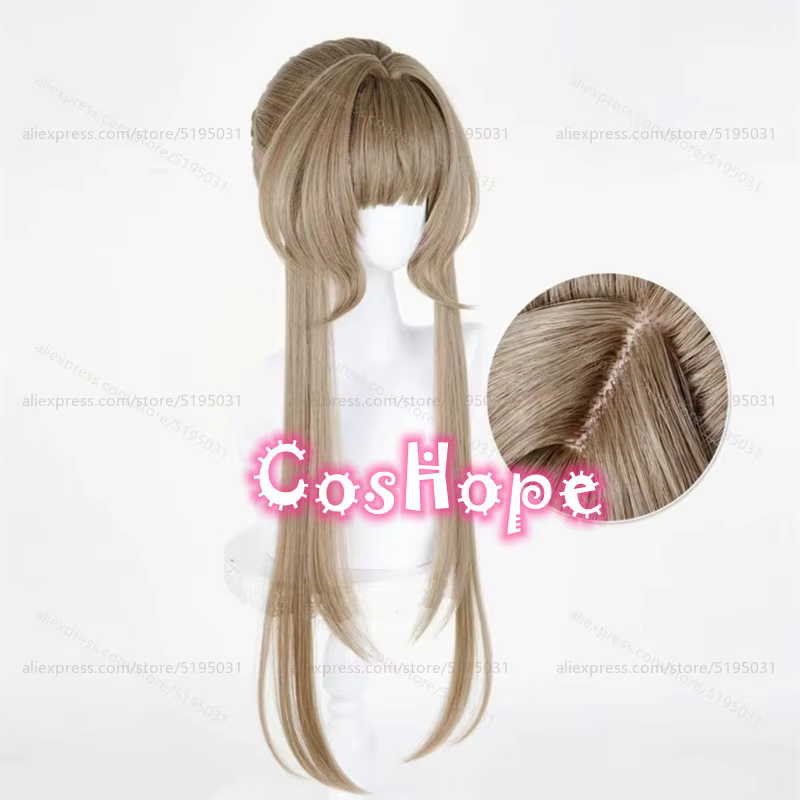 Perruque de Cosplay Marionette Sandrone, perruque brune longue de 75cm, perruques synthétiques résis