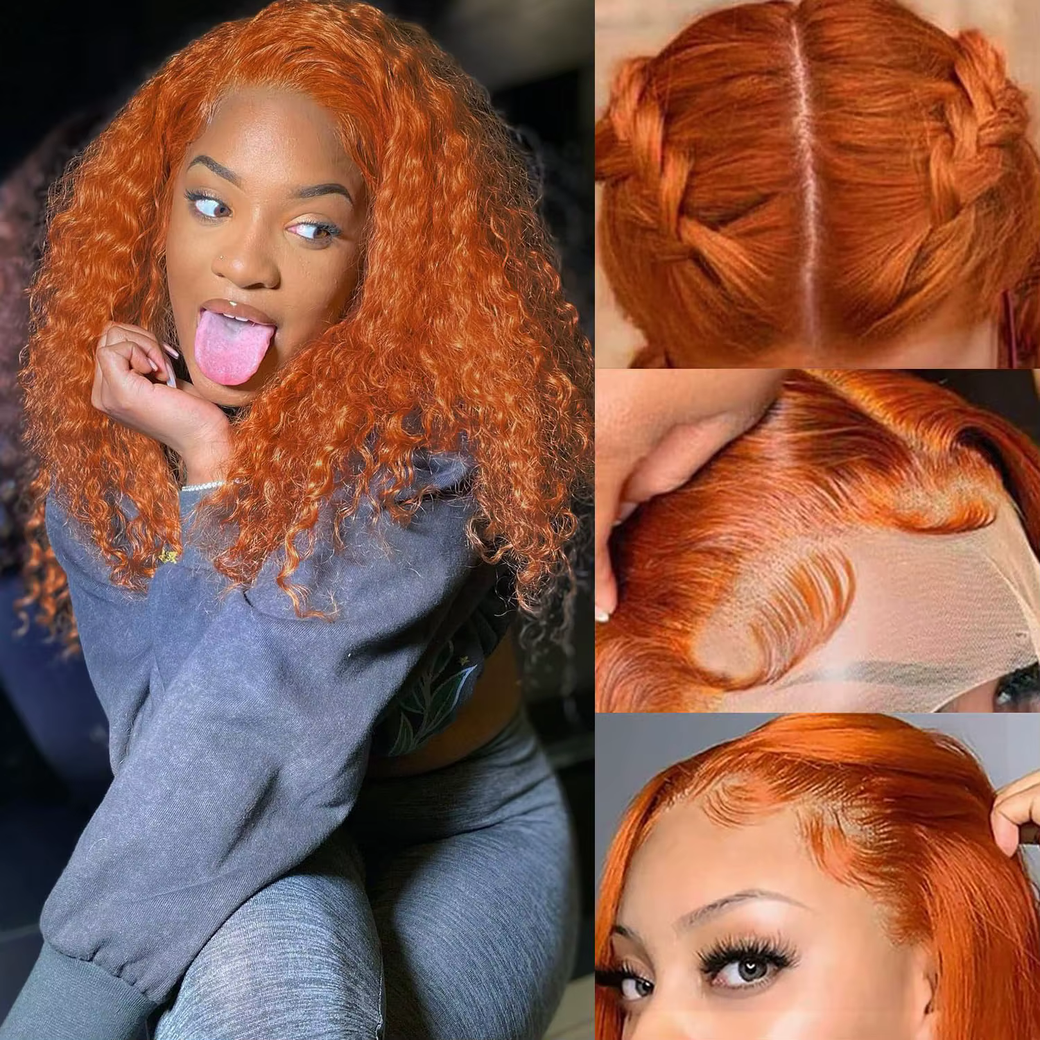 Perruques Lace Front Lafino Water Wave Ginger Orange en Cheveux Humains Colorés 350, Perruque Humain