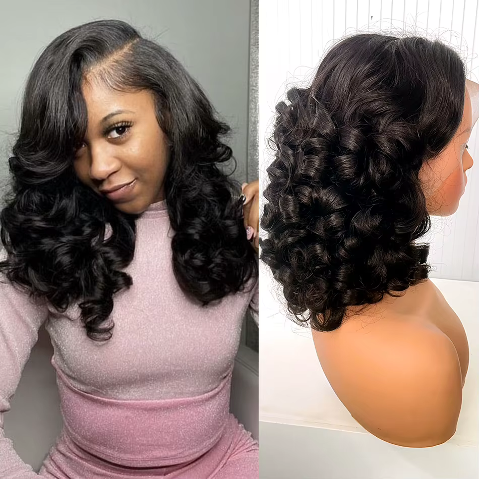 100% cheveux humains noir naturel 250 densité rebondissant bouclés vague de corps lâche Super Double