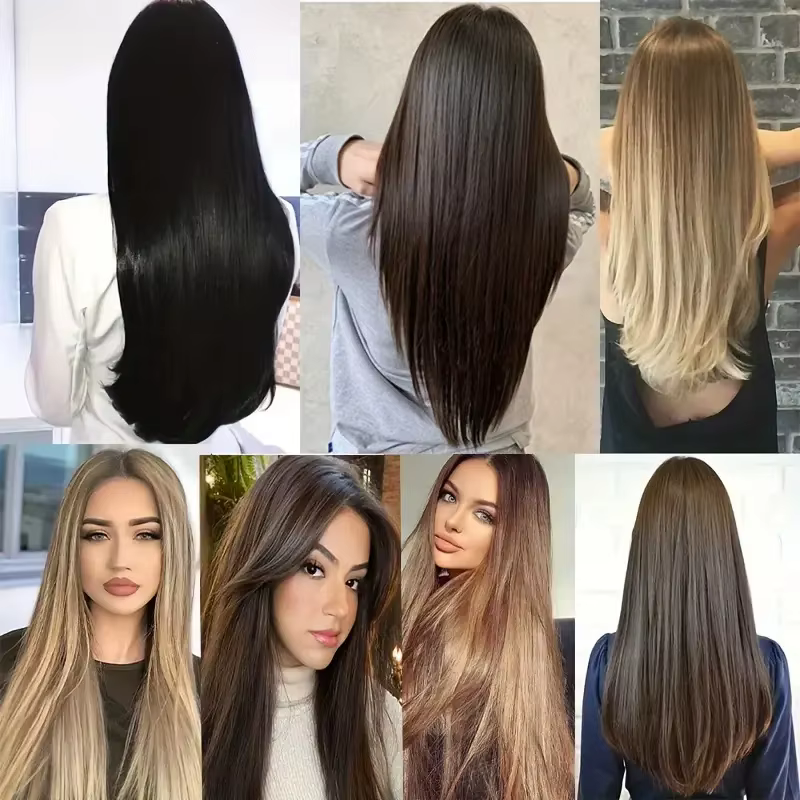 WIGSIN synthétique 6 pièces/ensemble Extension de cheveux longue droite à clipser Extension Invisibl
