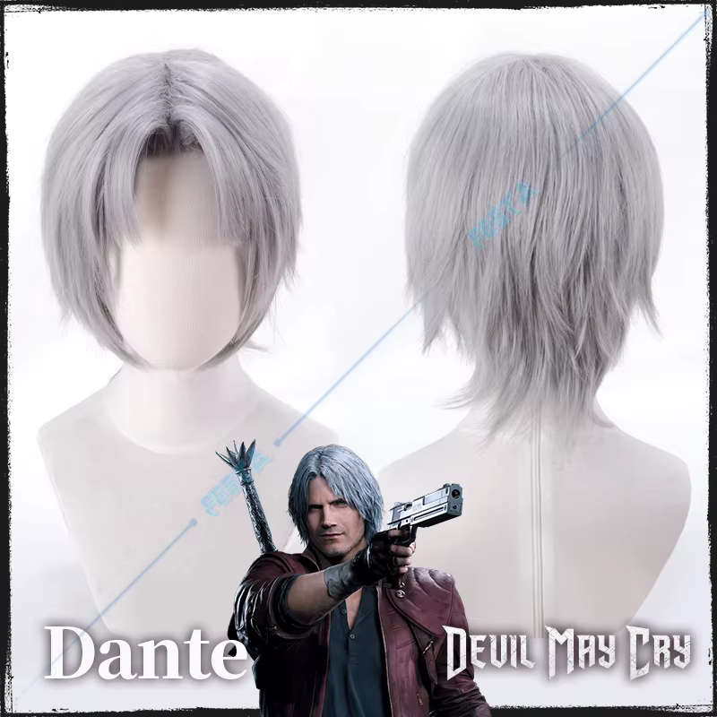 Perruque de Cosplay Anime Devil May Cry Dante, cheveux courts gris blanc clair pour hommes et femmes