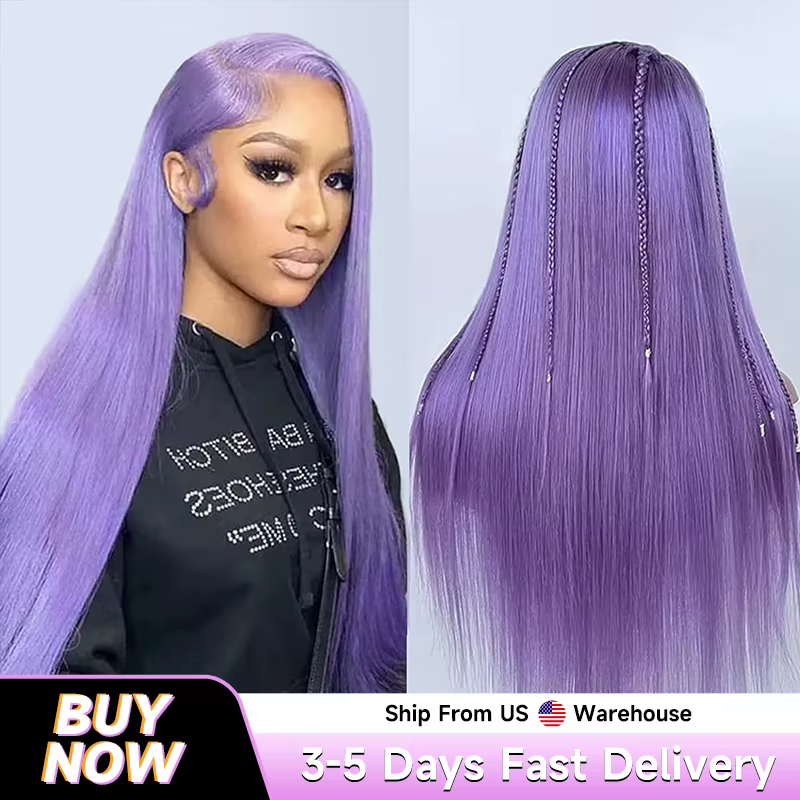 Perruque en cheveux humains vietnamiens violets, Lace Front HD transparente 13x6, pré-épilée, densit