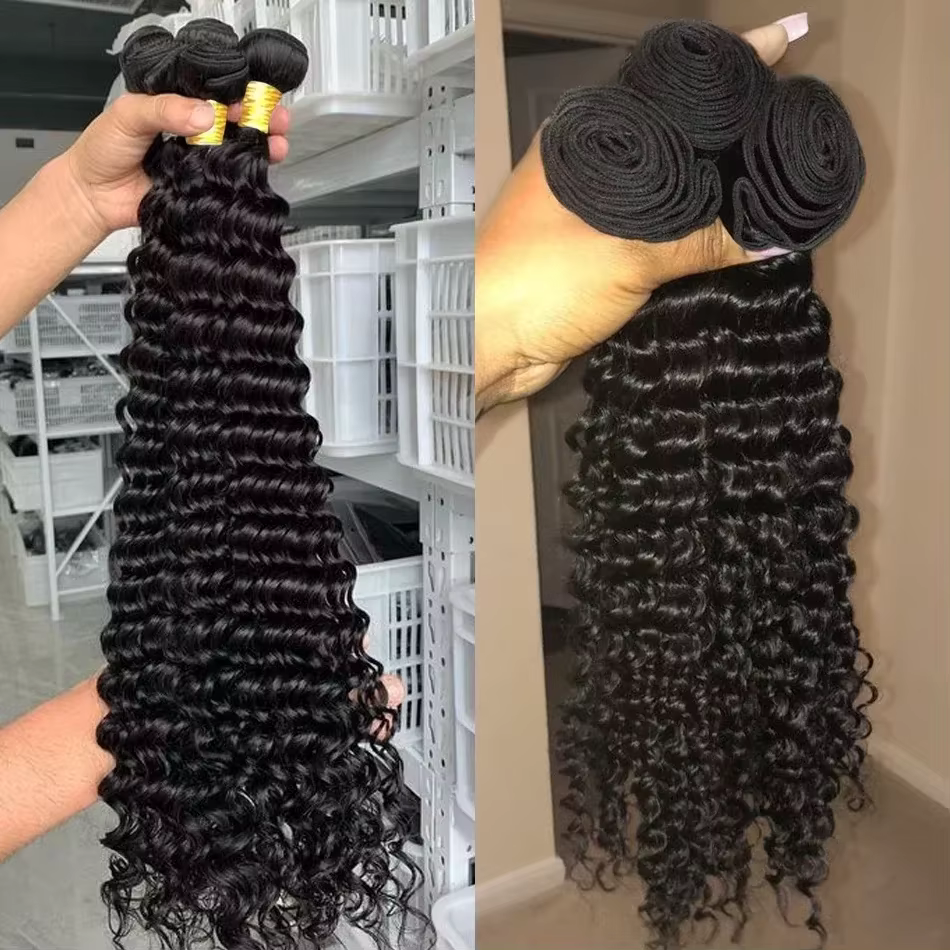 Extensions de cheveux humains avec fermeture, vague profonde birmane, cheveux vierges, 3 à 4 extensi