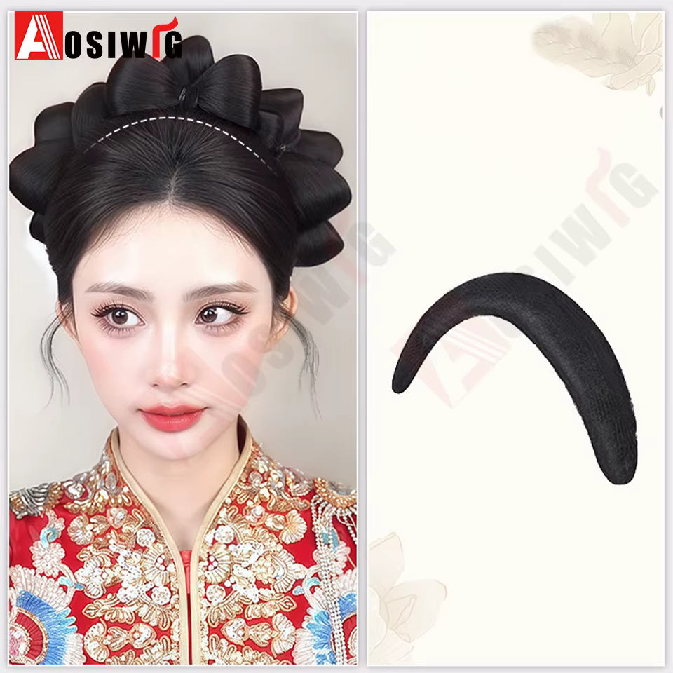 Perruque de chignon synthétique de coiffure de mariée, Chignon synthétique de princesse, perruque de