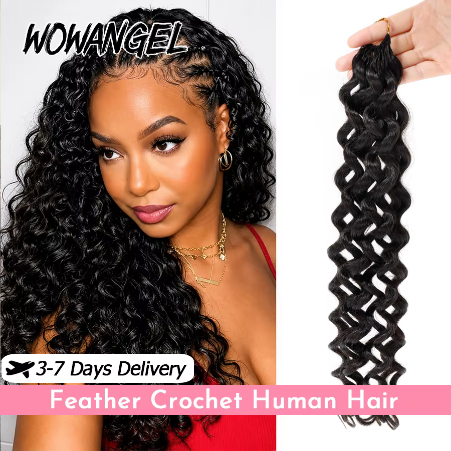 WOWANGEL Extensions de cheveux humains bouclés en vrac pour tresses, pré-séparées, avec nœuds miracl