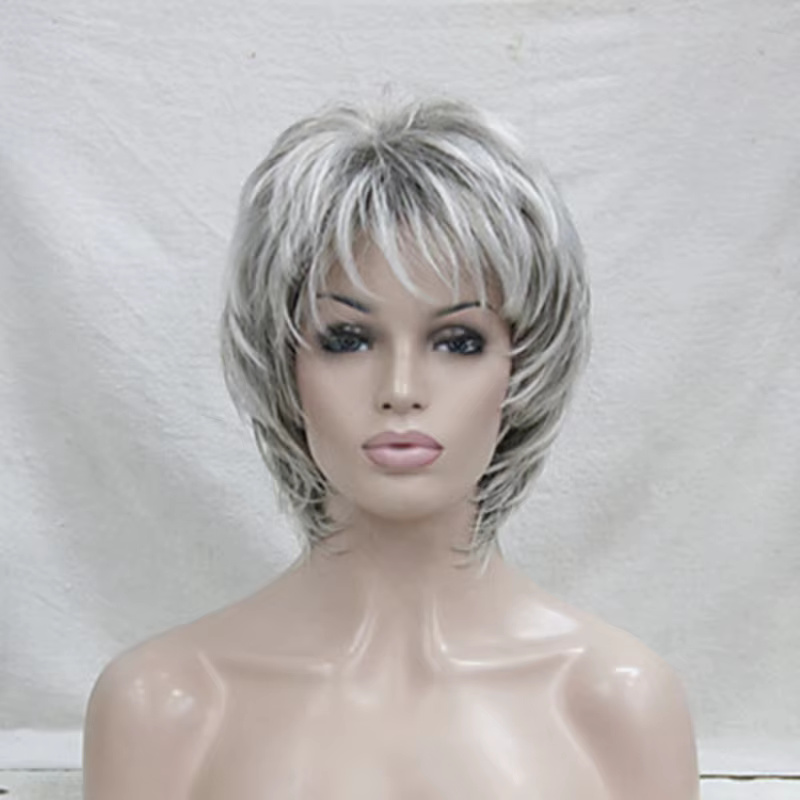 HAIRJOY – perruque synthétique bouclée coupe Pixie, coupe de cheveux superposée avec frange, perruqu