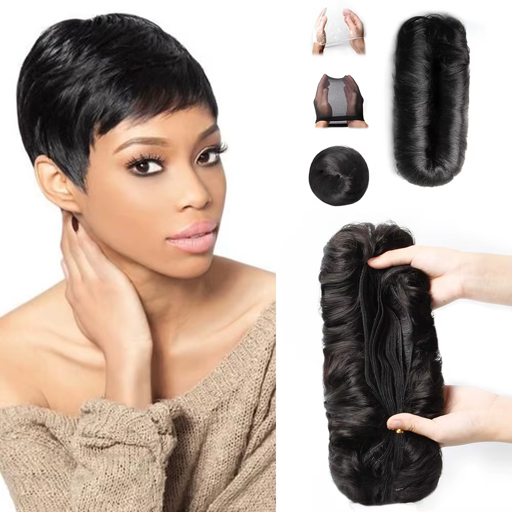 Tissage en lot brésilien naturel bouclé ombré avec Closure, Extensions de cheveux courts, T1b 30 99j