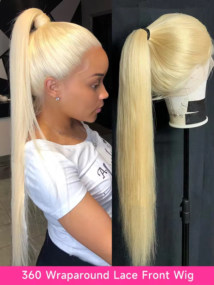 Perruque Lace Front Wig naturelle brésilienne, cheveux lisses, blond miel 613, 13x4, 13x6, 38 40 ama