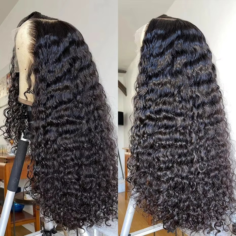 Perruque Lace Front Wig Deep Wave Naturelle Bouclée, Cheveux Humains, 13x4, 13x6, 30 32 Pouces, Dens