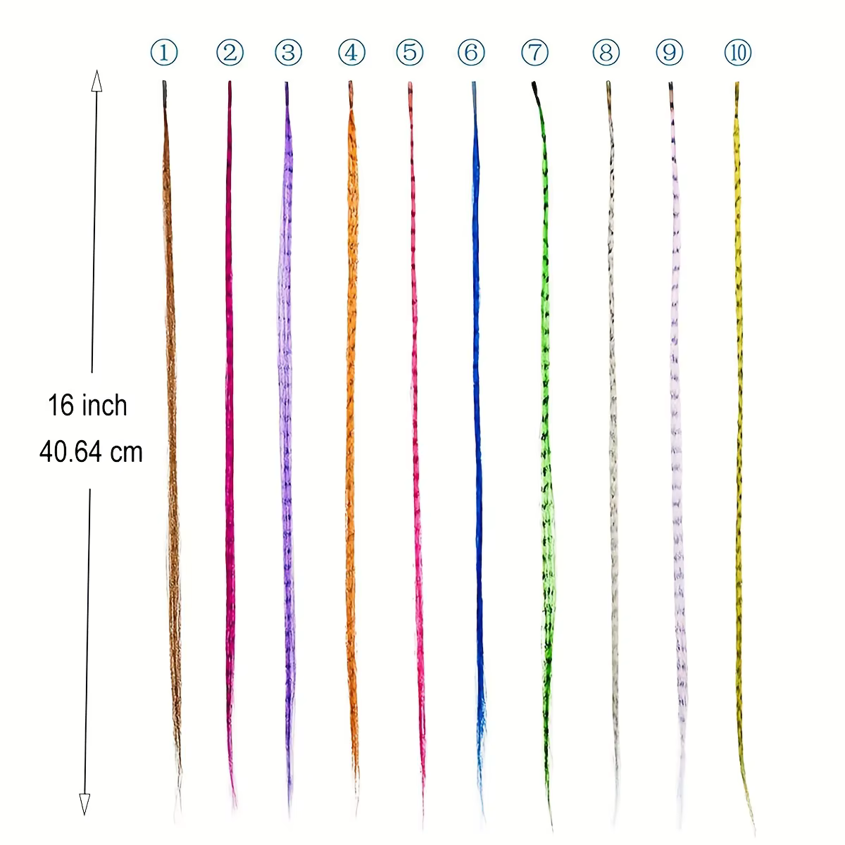 Extensions de cheveux en plumes vibrantes, 10 brins, 10 couleurs, 16 pouces, kit de plumes de cheveu
