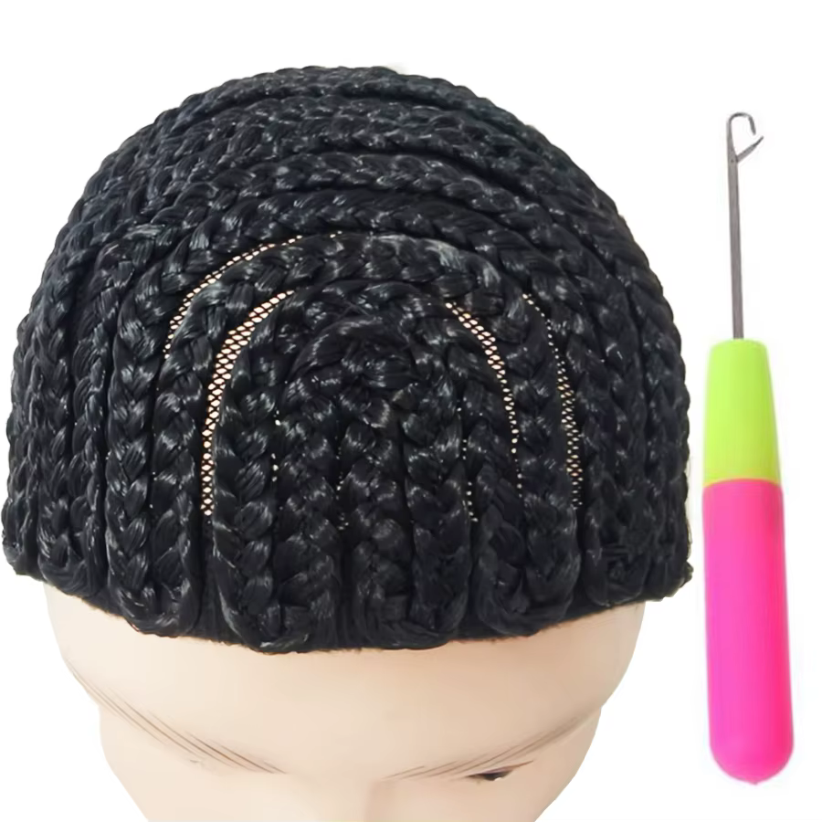 Bonnet de perruque tressé en cheveux au crochet tressé respirant pour perruques synthétiques stables