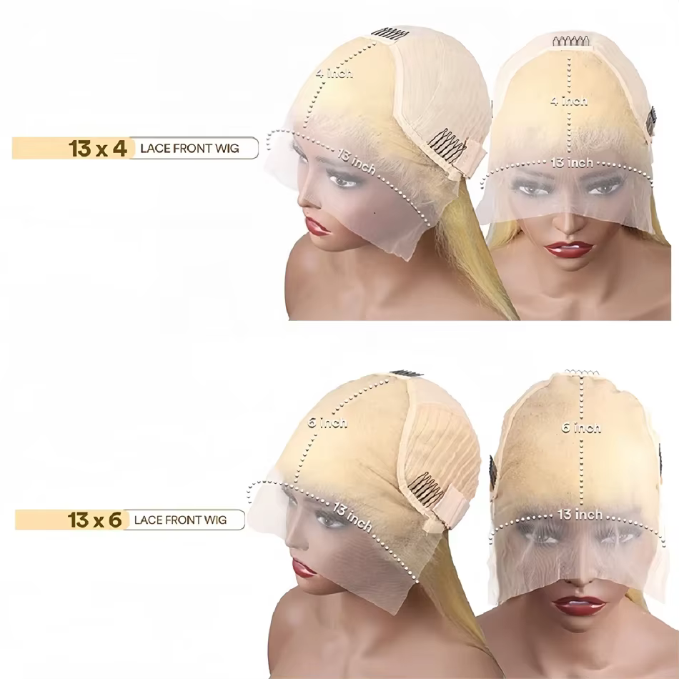 Perruque frontale en dentelle HD 613 13x6, perruques en cheveux humains, perruque blonde droite, che