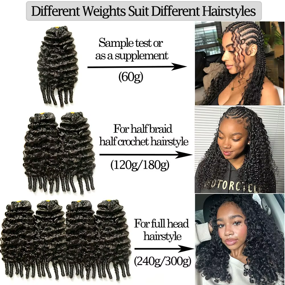 Extensions de cheveux humains bouclés birmans invisibles pré-bouclés avec extrémité spirale, 100 % v