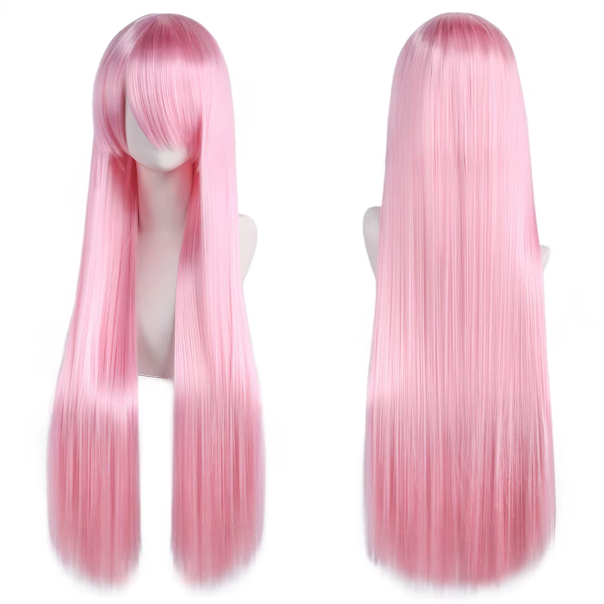 Perruques de Cosplay synthétiques blanches violettes de 80cm de Long, cheveux verts lisses argentés,