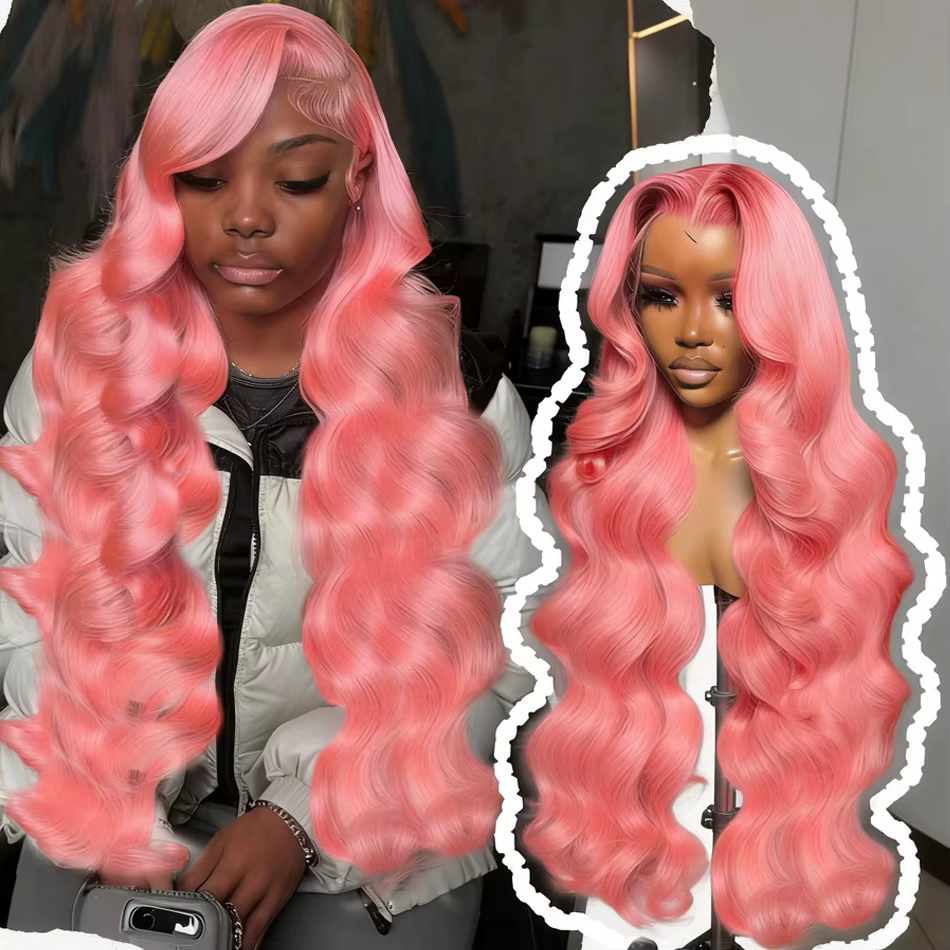 Perruque rose Hd dentelle perruque 13X6 cheveux humains 13X4 vague de corps dentelle avant perruques