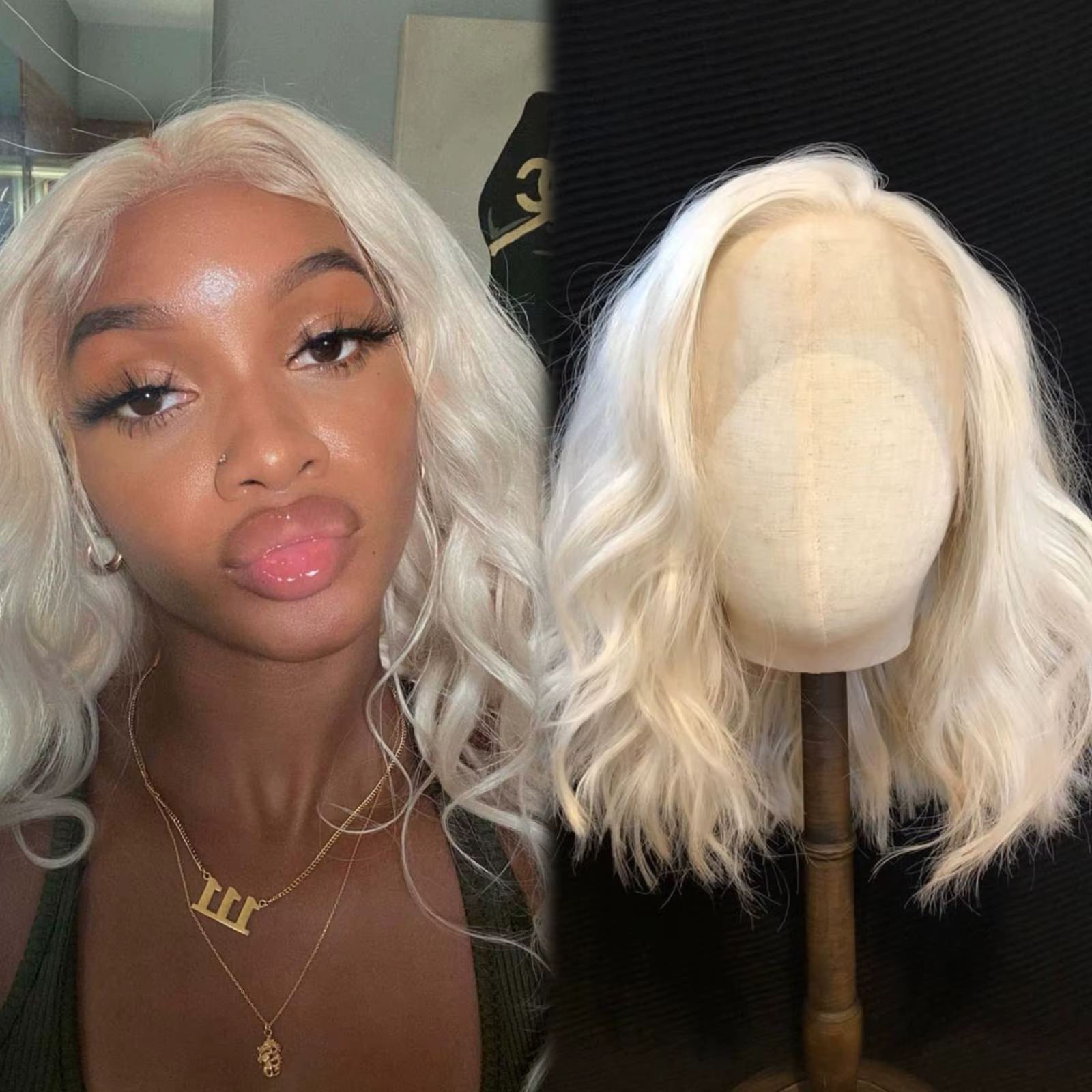 Perruque Bob Lace Front Synthétique Naturelle Ondulée pour Femme, Cheveux Courts Bouclés Initiés, Co