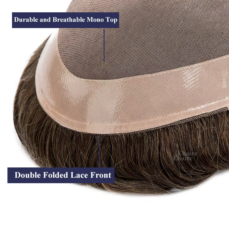 Prothèse capillaire pour hommes Mono perruque pour hommes perruques de cheveux naturels pour hommes