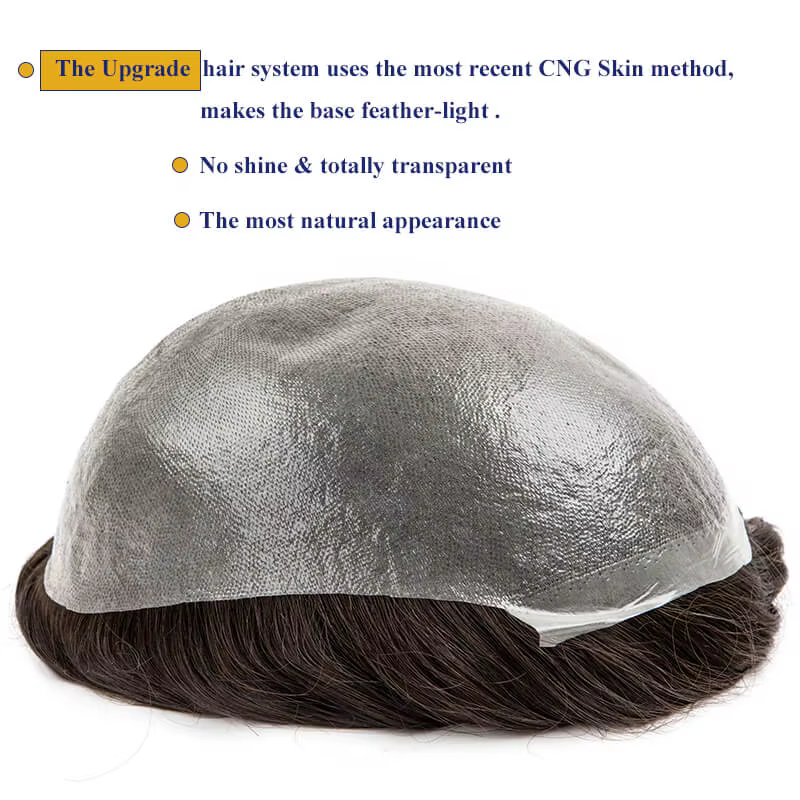 Permier mâle prothèse de cheveux Ultra-mince 0.03mm peau perruques pour hommes 6 "prothèse capillair