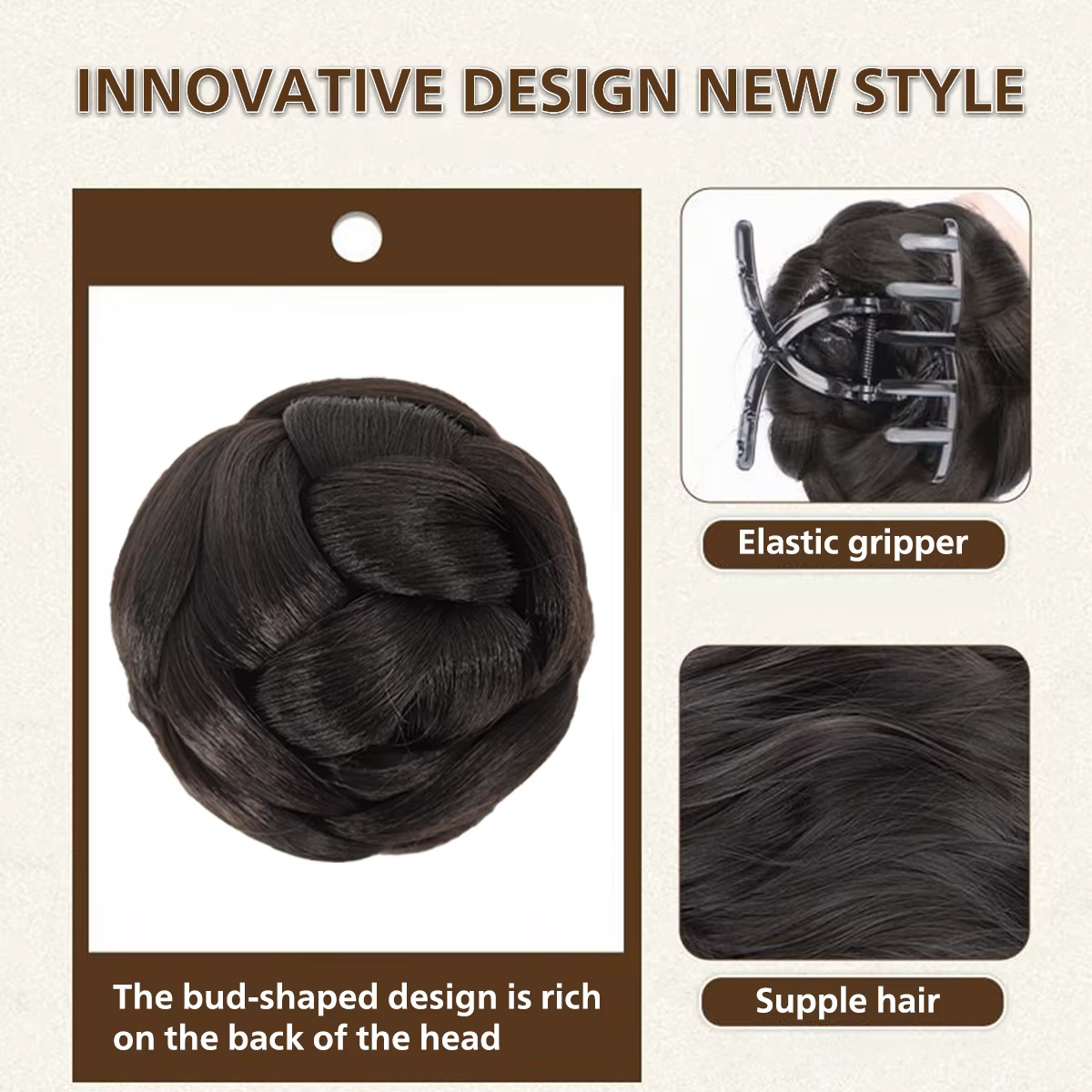 Perruque chignon tressé synthétique pour femme avec pince à cheveux, accessoires capillaires