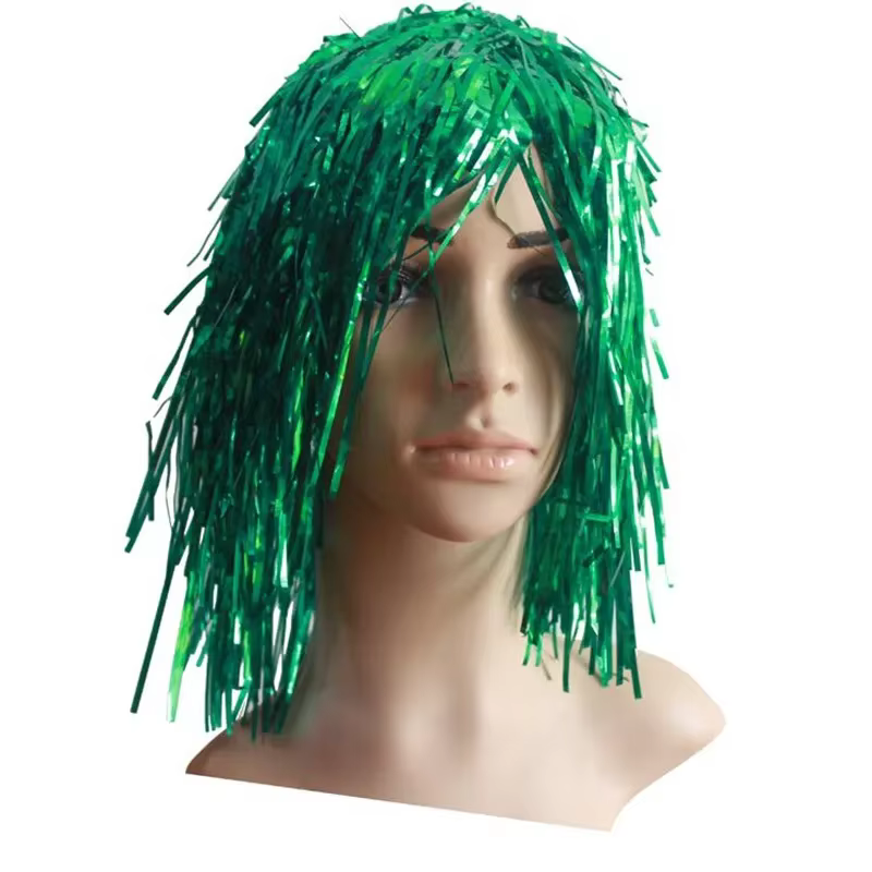 Hommes femmes dame coloré fil de pluie gland Paillette perruque Bar Disco Clown désordre cheveux déc