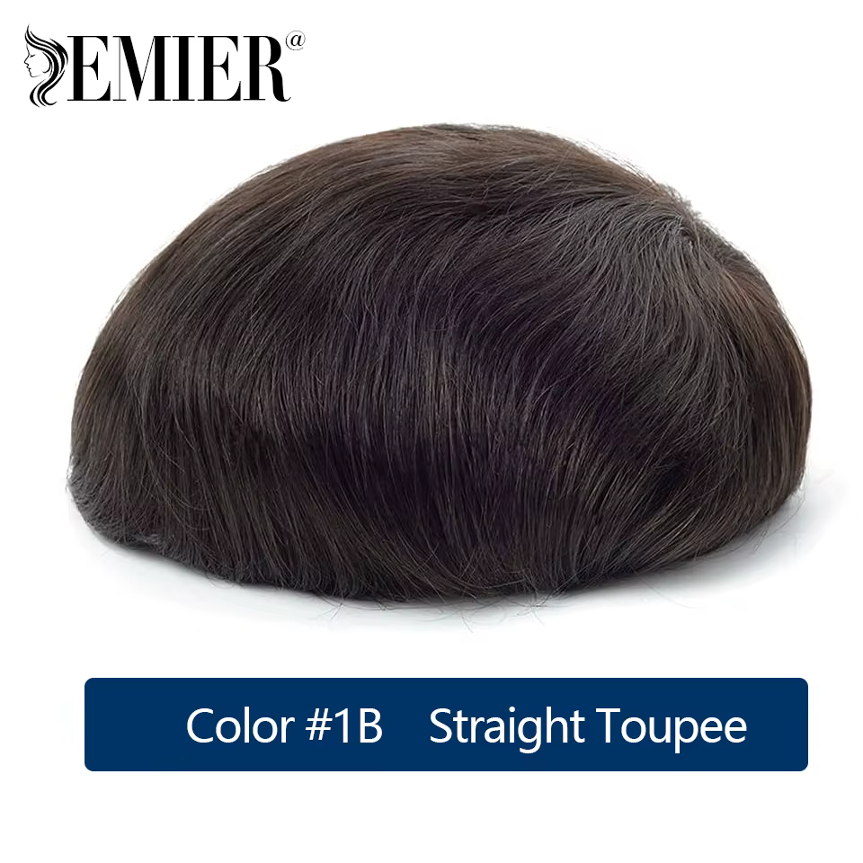 Postiche Afro Ondulé pour Homme, Base Mono Fine Durable, Postiches Africains Bouclés, Mono et NPU, R