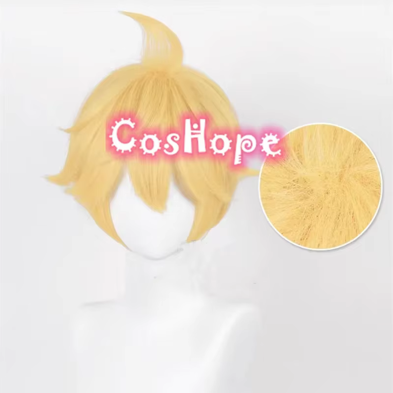 Len Cosplay perruque 30 cm perruque courte jaune clair perruque Cosplay Anime Cosplay perruques rési