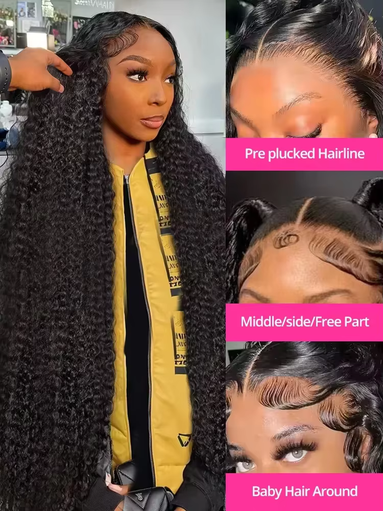 Perruques Deep Wave en cheveux humains, 46 pouces, 13x4 13x6, dentelle HD transparente, perruques fr