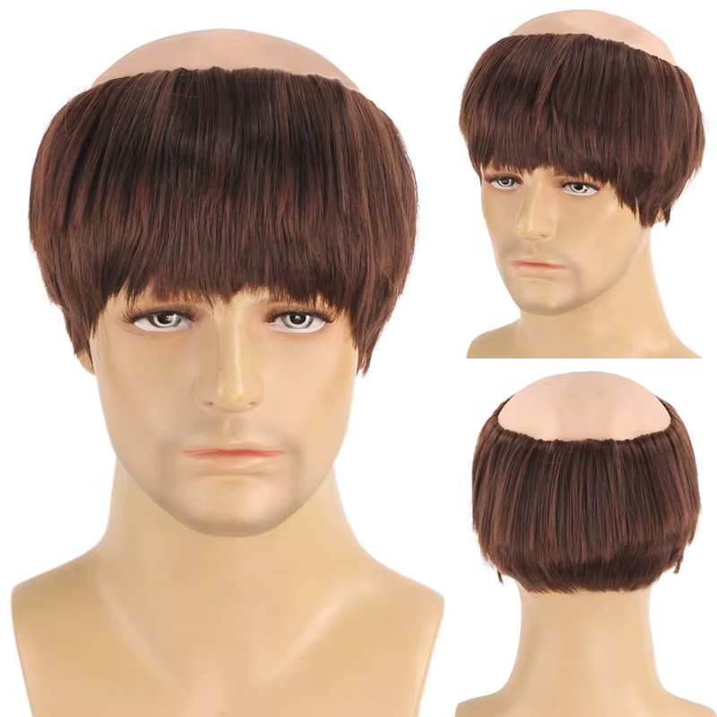 Perruque synthétique tête chauve transfrontalière, couvre-chef de costume de vieil homme, accessoire