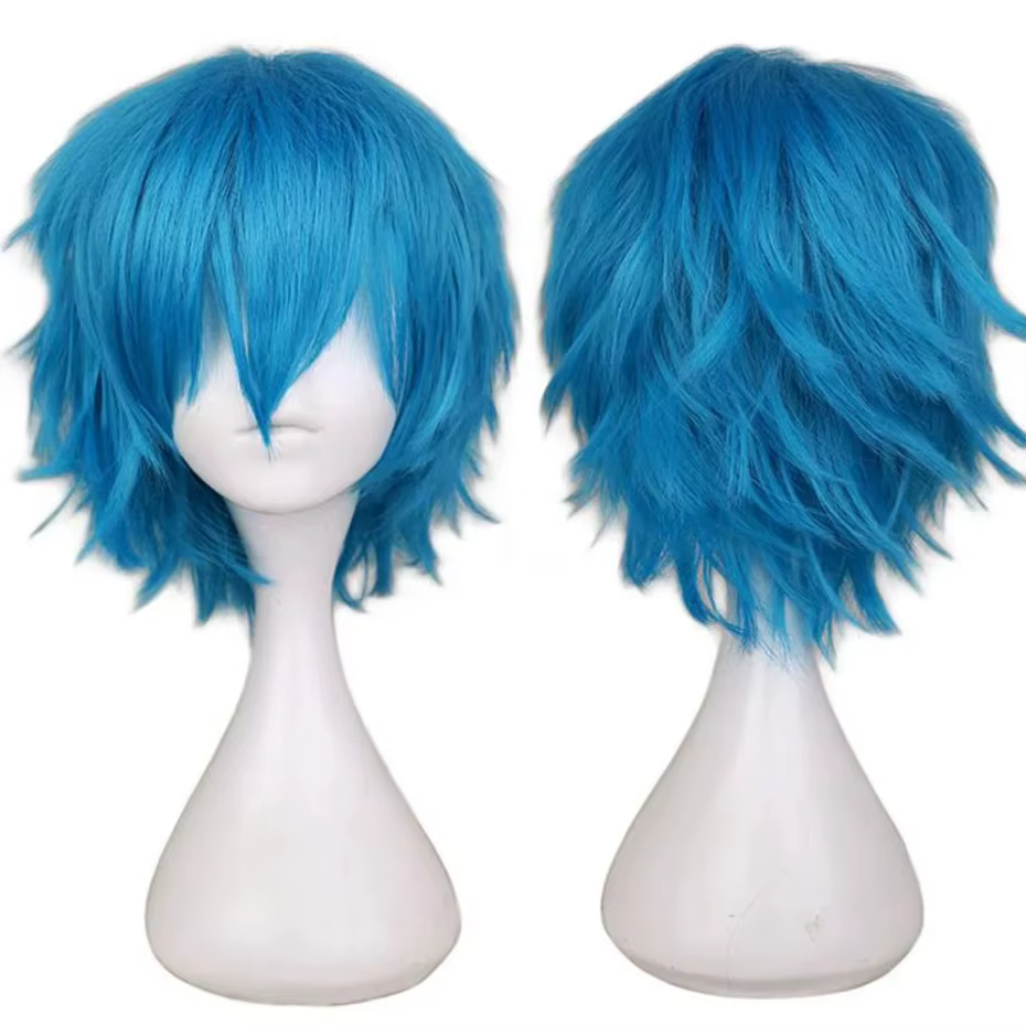 Anime YUI TAMURA perruque bleu court synthétique Cosplay perruques résistance à la chaleur fête perr